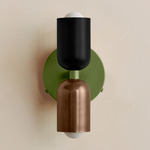 Up Down Wall Sconce - Reed Green Canopy / Black Upper Shade