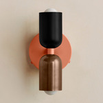 Up Down Wall Sconce - Peach Canopy / Black Upper Shade