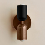 Up Down Wall Sconce - Patina Brass Canopy / Black Upper Shade