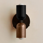 Up Down Wall Sconce - Blackened Brass Canopy / Black Upper Shade