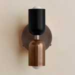 Up Down Wall Sconce - Pewter Canopy / Black Upper Shade