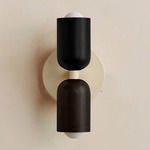 Up Down Wall Sconce - Bone Canopy / Black Upper Shade
