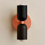 Up Down Wall Sconce - Peach Canopy / Black Upper Shade