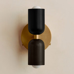 Up Down Wall Sconce - Brass Canopy / Black Upper Shade