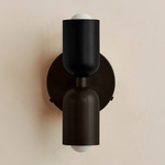 Up Down Wall Sconce - Blackened Brass Canopy / Black Upper Shade