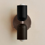 Up Down Wall Sconce - Pewter Canopy / Black Upper Shade