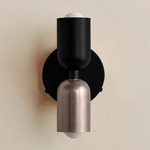 Up Down Wall Sconce - Black Canopy / Black Upper Shade