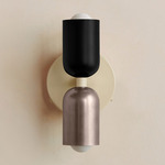 Up Down Wall Sconce - Bone Canopy / Black Upper Shade
