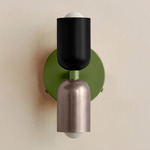 Up Down Wall Sconce - Reed Green Canopy / Black Upper Shade