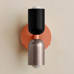 Up Down Wall Sconce - Peach Canopy / Black Upper Shade