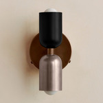 Up Down Wall Sconce - Patina Brass Canopy / Black Upper Shade