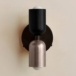 Up Down Wall Sconce - Blackened Brass Canopy / Black Upper Shade