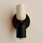 Up Down Wall Sconce - Blackened Brass Canopy / Bone Upper Shade
