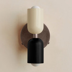 Up Down Wall Sconce - Pewter Canopy / Bone Upper Shade