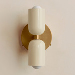 Up Down Wall Sconce - Brass Canopy / Bone Upper Shade