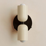 Up Down Wall Sconce - Blackened Brass Canopy / Bone Upper Shade