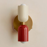 Up Down Wall Sconce - Brass Canopy / Bone Upper Shade