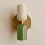 Up Down Wall Sconce - Brass Canopy / Bone Upper Shade