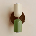 Up Down Wall Sconce - Patina Brass Canopy / Bone Upper Shade