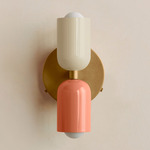 Up Down Wall Sconce - Brass Canopy / Bone Upper Shade