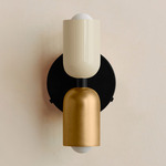 Up Down Wall Sconce - Black Canopy / Bone Upper Shade