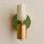 Up Down Wall Sconce - Reed Green Canopy / Bone Upper Shade