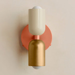Up Down Wall Sconce - Peach Canopy / Bone Upper Shade