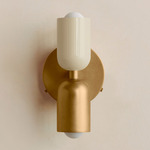 Up Down Wall Sconce - Brass Canopy / Bone Upper Shade