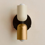 Up Down Wall Sconce - Blackened Brass Canopy / Bone Upper Shade