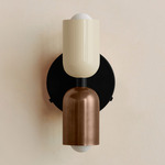 Up Down Wall Sconce - Black Canopy / Bone Upper Shade