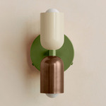 Up Down Wall Sconce - Reed Green Canopy / Bone Upper Shade