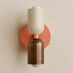 Up Down Wall Sconce - Peach Canopy / Bone Upper Shade