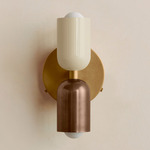 Up Down Wall Sconce - Brass Canopy / Bone Upper Shade