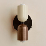 Up Down Wall Sconce - Blackened Brass Canopy / Bone Upper Shade