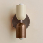 Up Down Wall Sconce - Pewter Canopy / Bone Upper Shade