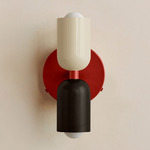 Up Down Wall Sconce - Oxide Red Canopy / Bone Upper Shade
