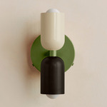 Up Down Wall Sconce - Reed Green Canopy / Bone Upper Shade
