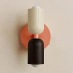Up Down Wall Sconce - Peach Canopy / Bone Upper Shade