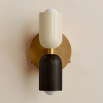 Up Down Wall Sconce - Brass Canopy / Bone Upper Shade