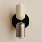 Up Down Wall Sconce - Black Canopy / Bone Upper Shade