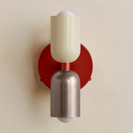 Up Down Wall Sconce - Oxide Red Canopy / Bone Upper Shade