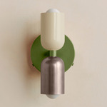 Up Down Wall Sconce - Reed Green Canopy / Bone Upper Shade