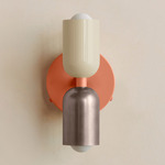 Up Down Wall Sconce - Peach Canopy / Bone Upper Shade