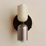 Up Down Wall Sconce - Blackened Brass Canopy / Bone Upper Shade