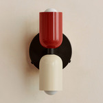 Up Down Wall Sconce - Blackened Brass Canopy / Oxide Red Upper Shade