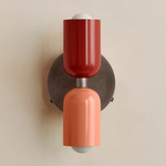 Up Down Wall Sconce - Pewter Canopy / Oxide Red Upper Shade