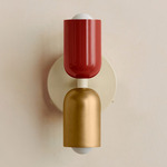 Up Down Wall Sconce - Bone Canopy / Oxide Red Upper Shade