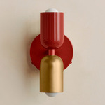 Up Down Wall Sconce - Oxide Red Canopy / Oxide Red Upper Shade