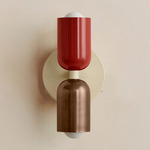 Up Down Wall Sconce - Bone Canopy / Oxide Red Upper Shade