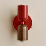 Up Down Wall Sconce - Oxide Red Canopy / Oxide Red Upper Shade
